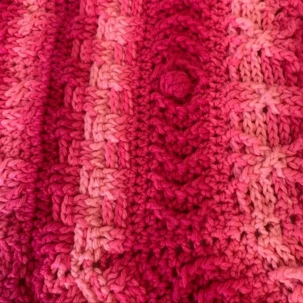 New Handmade Crochet Afghan Mandala  Throw Lap Blanket 3.5 Ft Octagon HOT PINK